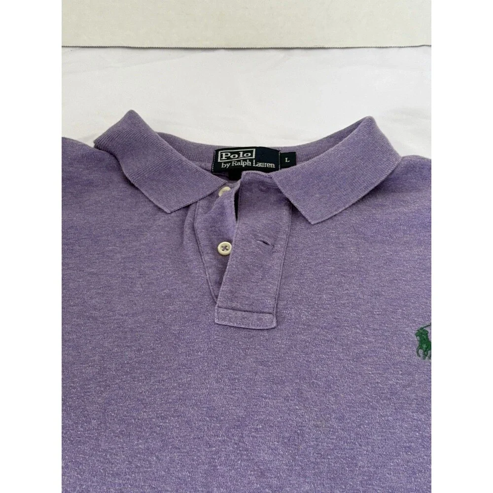 Vintage Polo Ralph Lauren Men's Polo Shirt PURPLE Short Sleeve Pony LARGE